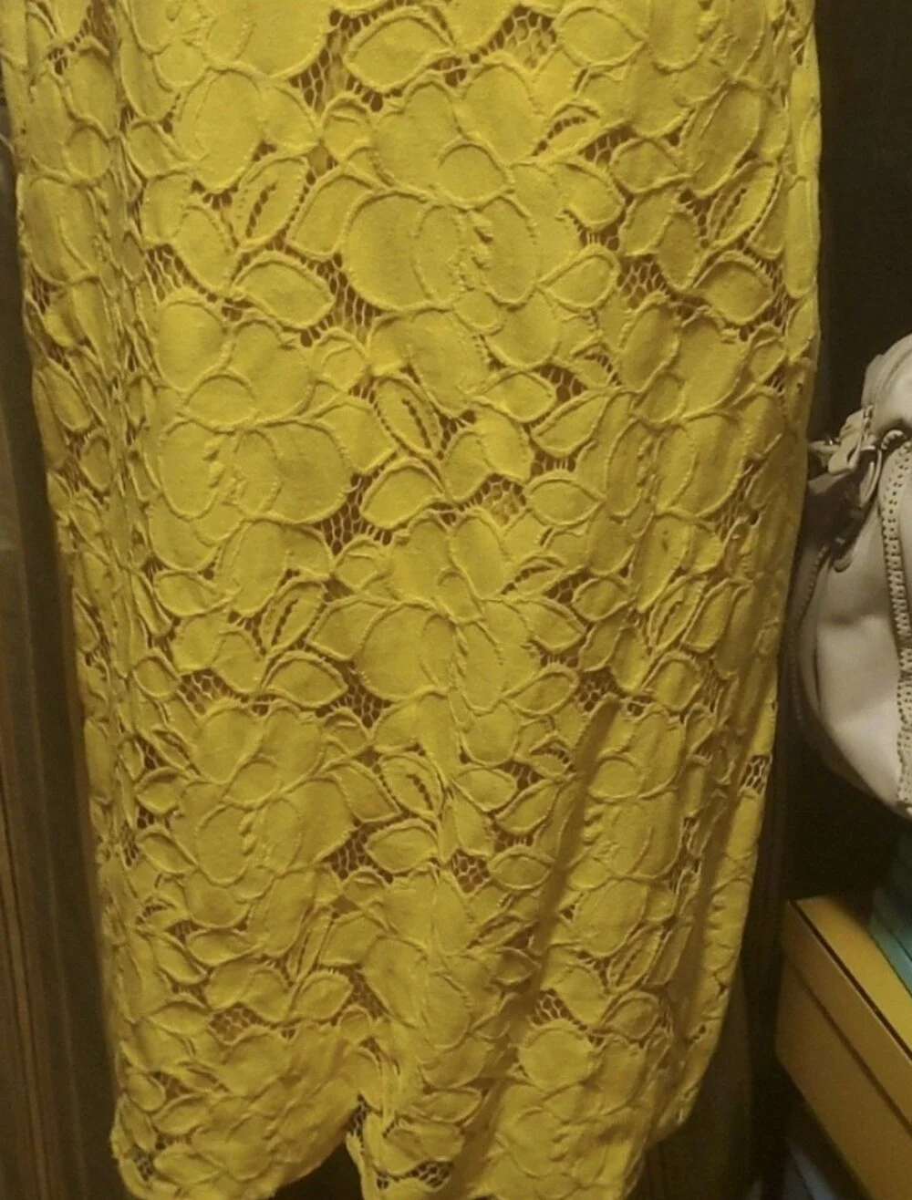 Monteau Yellow Floral Lace Shift Dress